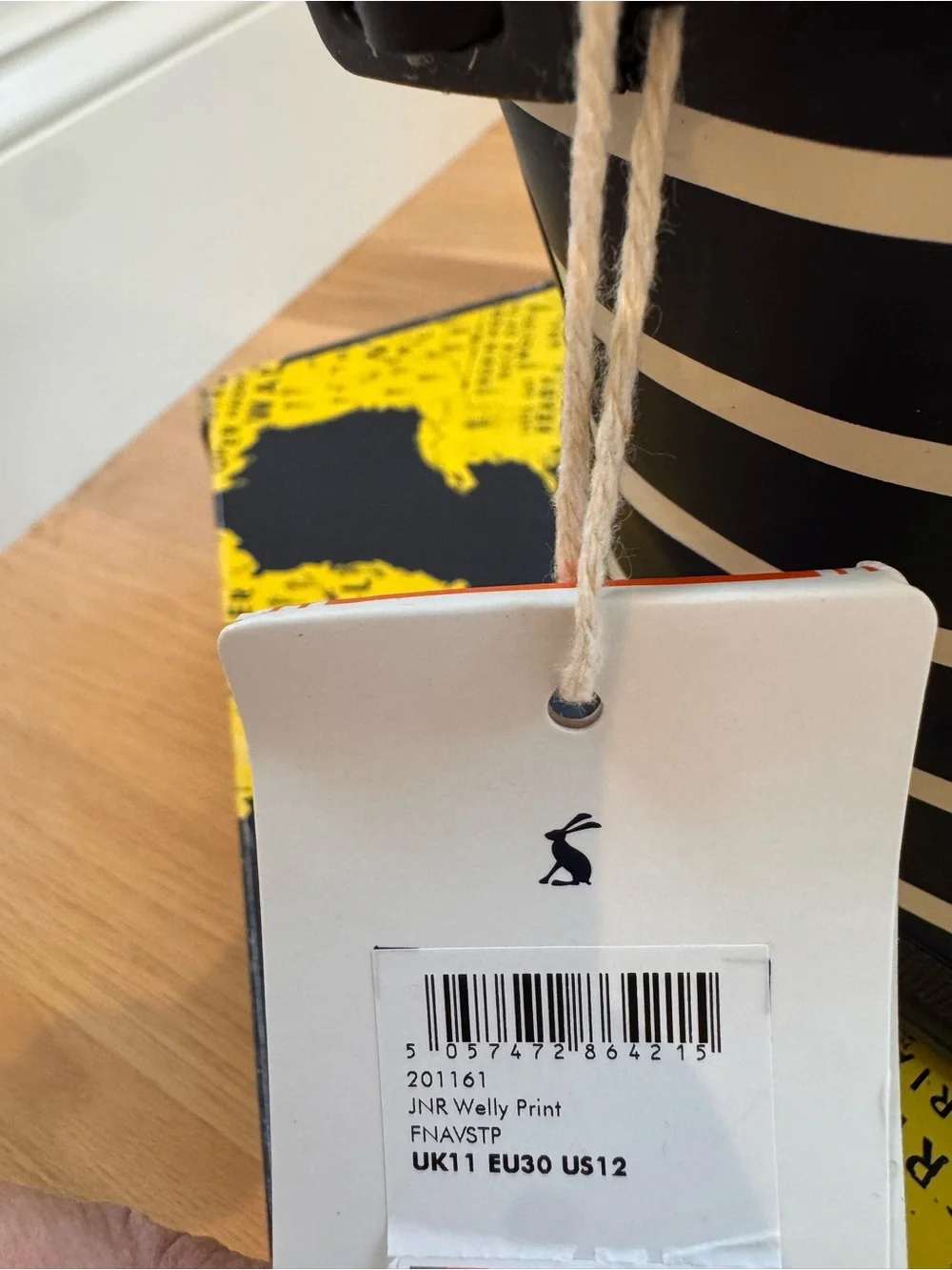 NWT - Joules Navy and White Striped Kids Rain Boots (size 12 - kids)